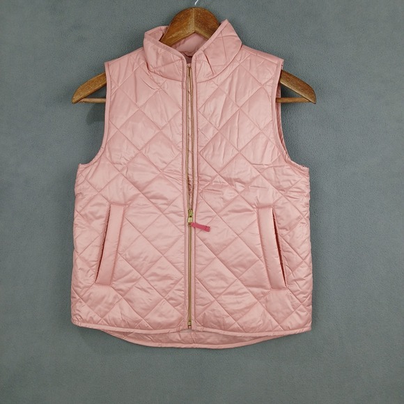 J Crew Other - J Crew Crewcuts Quilted Vest Girls Medium‎ Pink Mock Neck Full Zip Outerwear